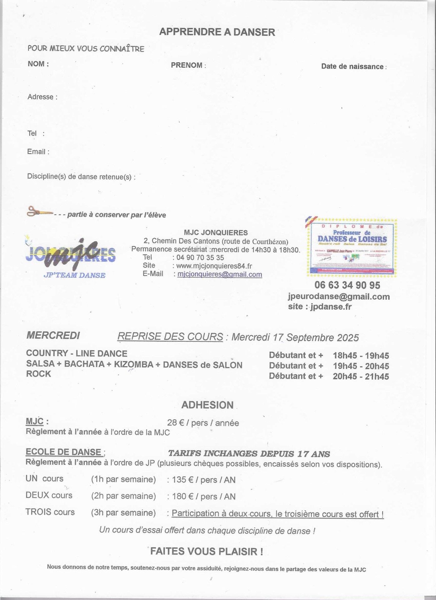 Inscription saison 2025 2026